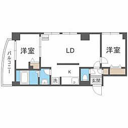 ビッグパレス中島公園リバーサイドB棟 2LDKの間取図画像