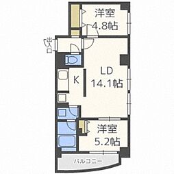 ビッグパレス中島公園リバーサイドB棟 2LDKの間取図画像
