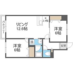 セントポーリアクラリス 2LDKの間取図画像