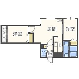 エスポワールN20 2LDKの間取図画像
