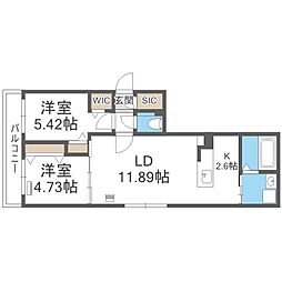 札幌市中央区南九条西15丁目マンション 2LDKの間取図画像