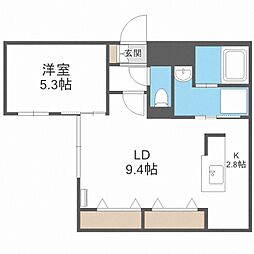 BLANCCASSE南9条 1LDKの間取図画像