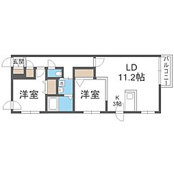 サクラディア苗穂 2LDKの間取図画像
