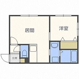 アール栄通 1LDKの間取図画像