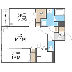 ALPHA GRANDE札幌南4条 2LDKの間取図画像