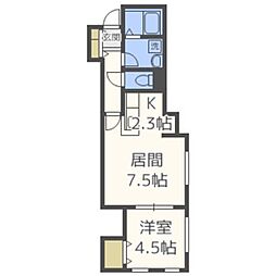 プランドール北郷 1LDKの間取図画像