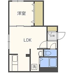 エアフォルク八軒 1LDKの間取図画像