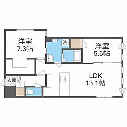 RESIDENCESAPPOROKOULU 2LDKの間取図画像
