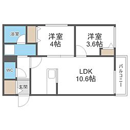 メニーズコート元町北 2LDKの間取図画像