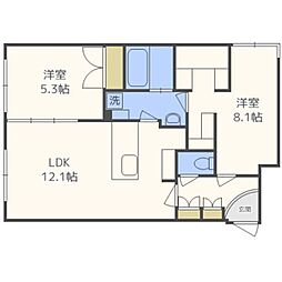 COMSAP24パークサイド 2LDKの間取図画像