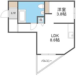 フレンズ本通南 1LDKの間取図画像