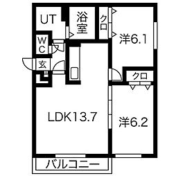 ラフェスタコンフォルト 2LDKの間取図画像