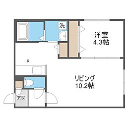 札幌市中央区南十二条西14丁目アパート 1LDKの間取図画像