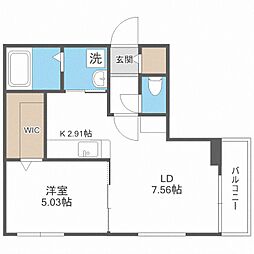 カレラ伏見 1LDKの間取図画像
