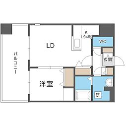 レガーロ美術館通 1LDKの間取図画像