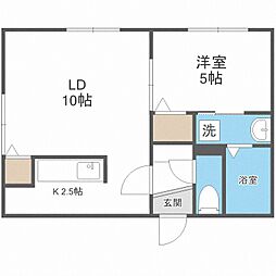アボンド豊平 1LDKの間取図画像