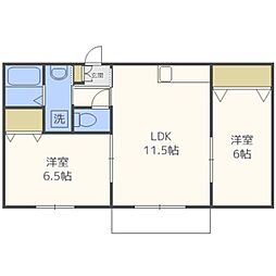 山弘プレイス2 2LDKの間取図画像
