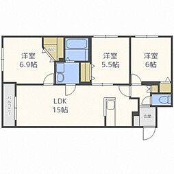 システムコート新札幌 3LDKの間取図画像