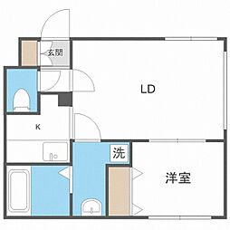 ヴィラキューブ新サッポロ 1LDKの間取図画像