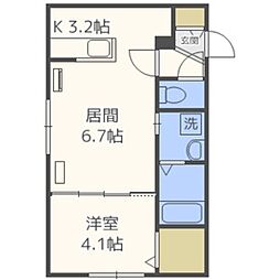 アルーア北大前 1LDKの間取図画像