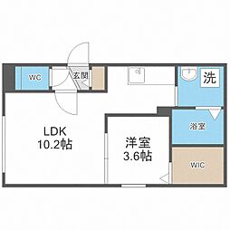 エゾンス西線9条 1LDKの間取図画像