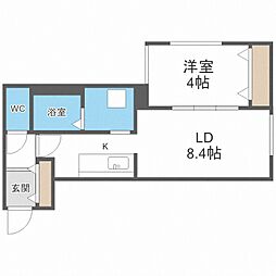 プリヴィレッジ東札幌 1LDKの間取図画像