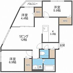 ビッグレジデンス旭ヶ丘 3LDKの間取図画像