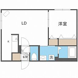 B.M.S豊平 1LDKの間取図画像