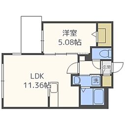 Lienマルヤマ 1LDKの間取図画像