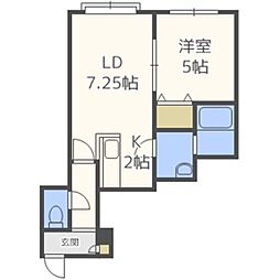ビー・ブルー 1LDKの間取図画像