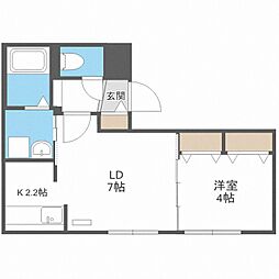 ALPHA山鼻 1LDKの間取図画像
