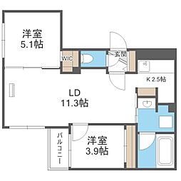 テラスサクラ 2LDKの間取図画像