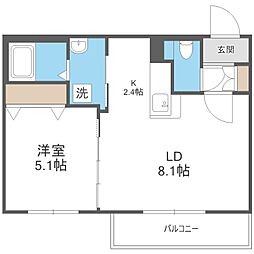 エアフォルクテイネ 1LDKの間取図画像