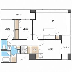 ラフィネタワー札幌南3条 3LDKの間取図画像