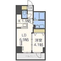グランカーサ南6条 1LDKの間取図画像