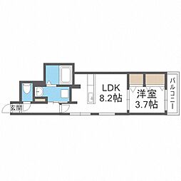 ラグゼ北大前 1LDKの間取図画像