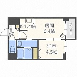 シュクル医大南 1LDKの間取図画像
