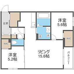 エフュート南円山 2LDKの間取図画像