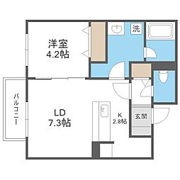 ブリーゼ中の島 1LDKの間取図画像