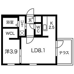 NOVA山鼻 1LDKの間取図画像