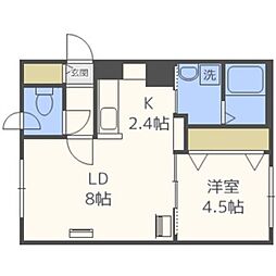 プランドール麻生 1LDKの間取図画像