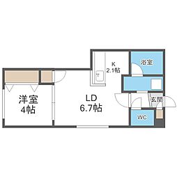 札幌市白石区本郷通13丁目北マンション 1LDKの間取図画像