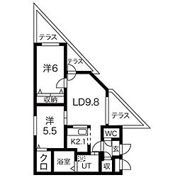 アオアクアN7 2LDKの間取図画像