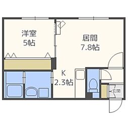 ワン・テングランメール美園 1LDKの間取図画像
