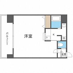 エッジウォーターテラス 1Kの間取図画像