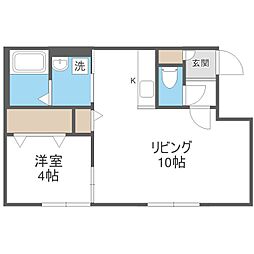 札幌市中央区南十二条西14丁目アパート 1LDKの間取図画像