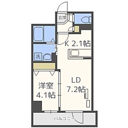 グランカーサ南6条 1LDKの間取図画像