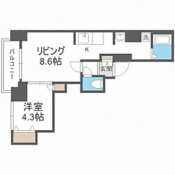 エムズ中の島 1LDKの間取図画像
