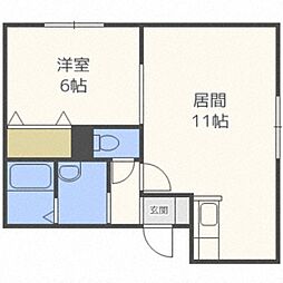 ジュピター白石中央1 1LDKの間取図画像