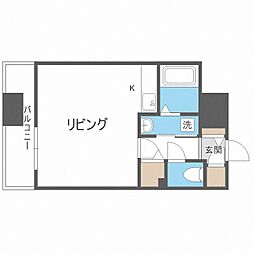 レジデンスセゾン ワンルームの間取図画像